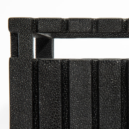 Waste Bin in Black Shagreen Detail by R&Y Augousti