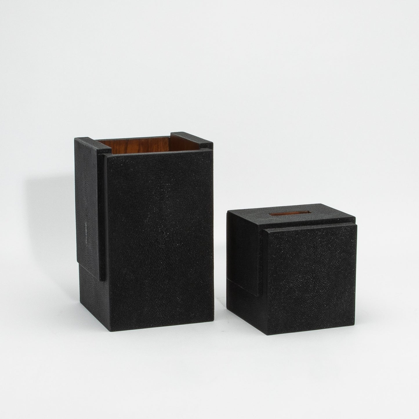 Waste Bin in Black Shagreen by R&Y Augousti