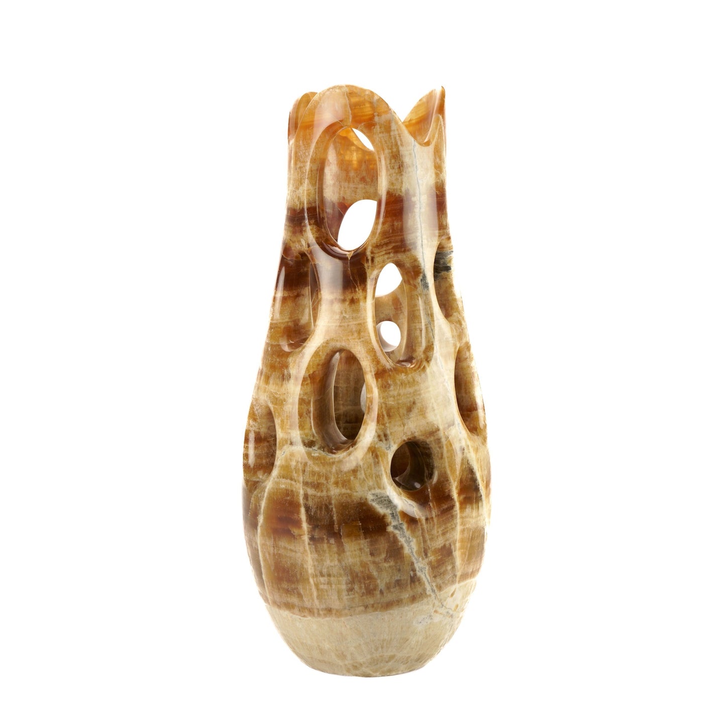 Sculptural Vase in Amber Onyx by Barberini & Gunnell