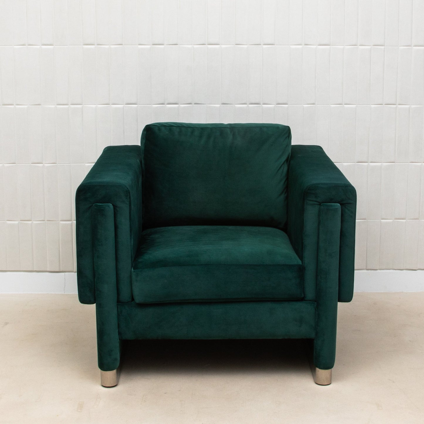 Chair in Green Velvet with Stainless Steel by MOGUL