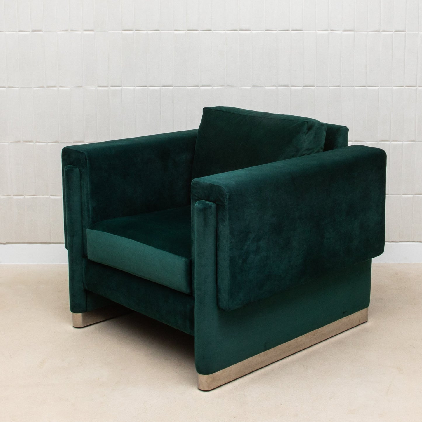 Chair in Green Velvet with Stainless Steel by MOGUL