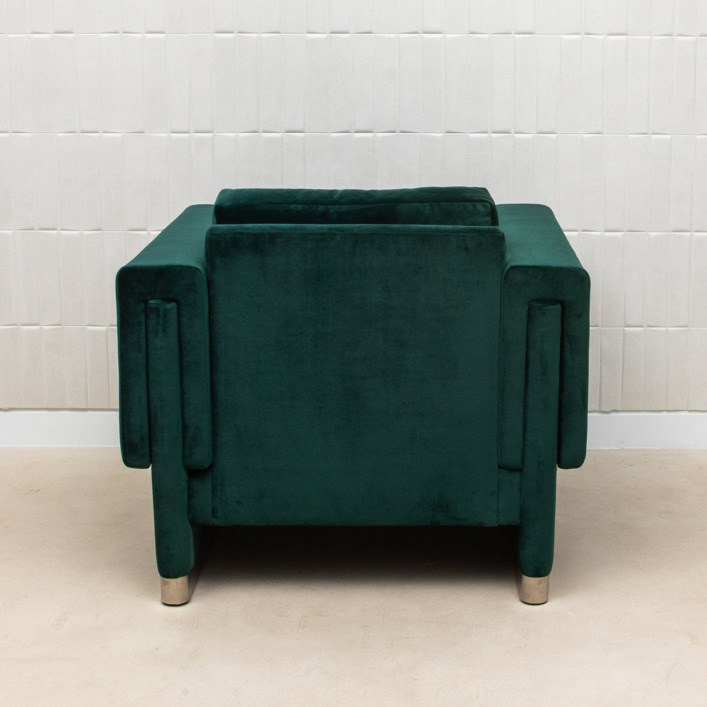 Chair in Green Velvet with Stainless Steel by MOGUL