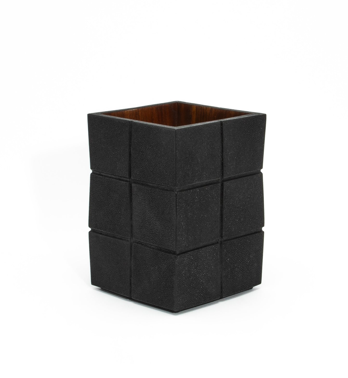 Waste Bin in Black Shagreen by R&Y Augousti