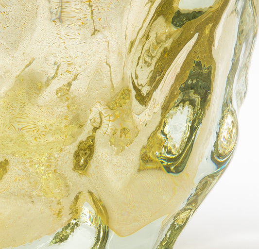 Murano Burri Vase in Clear with 24-karat Gold Flecks