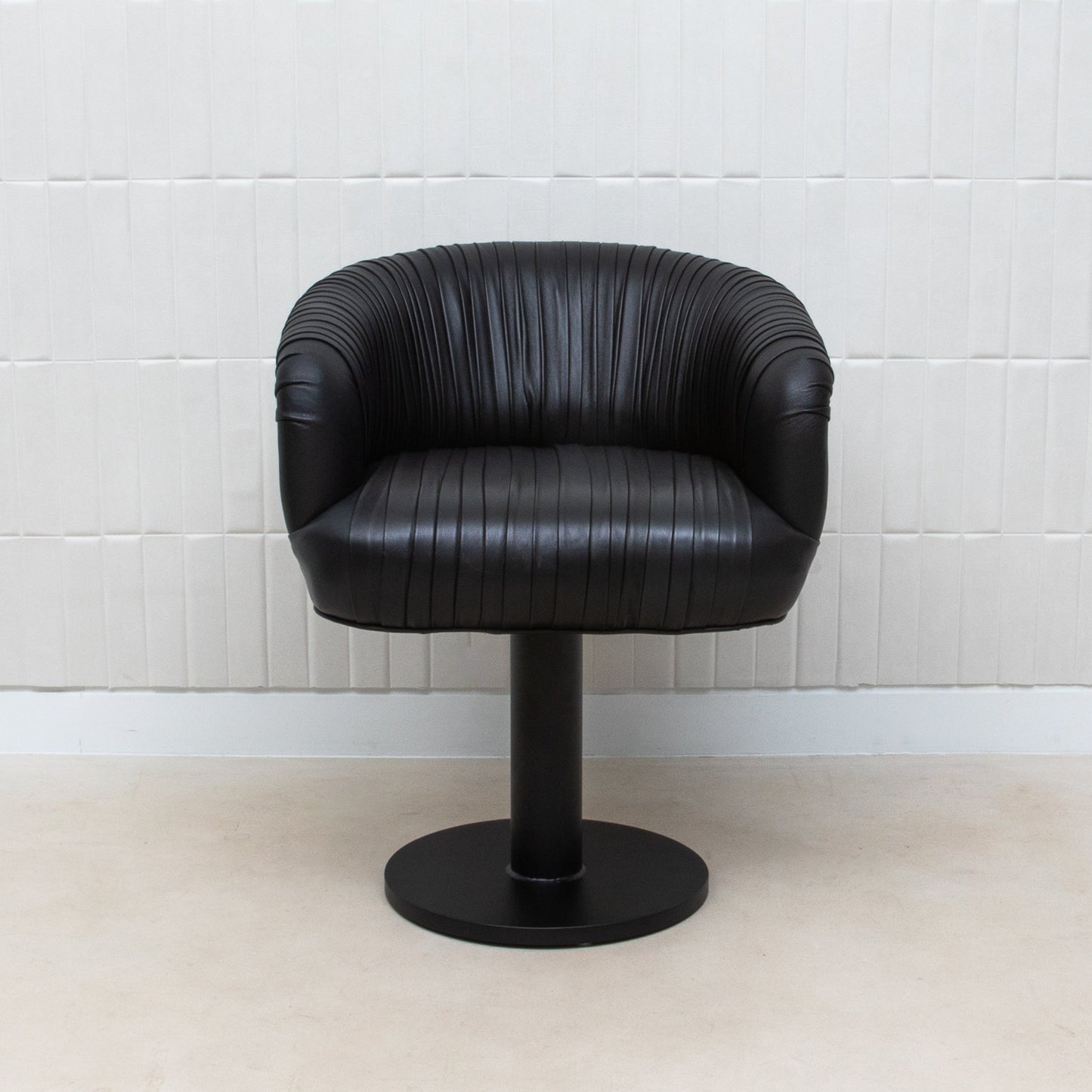 Black Leather Swivel Stool with Metal Base by MOGUL