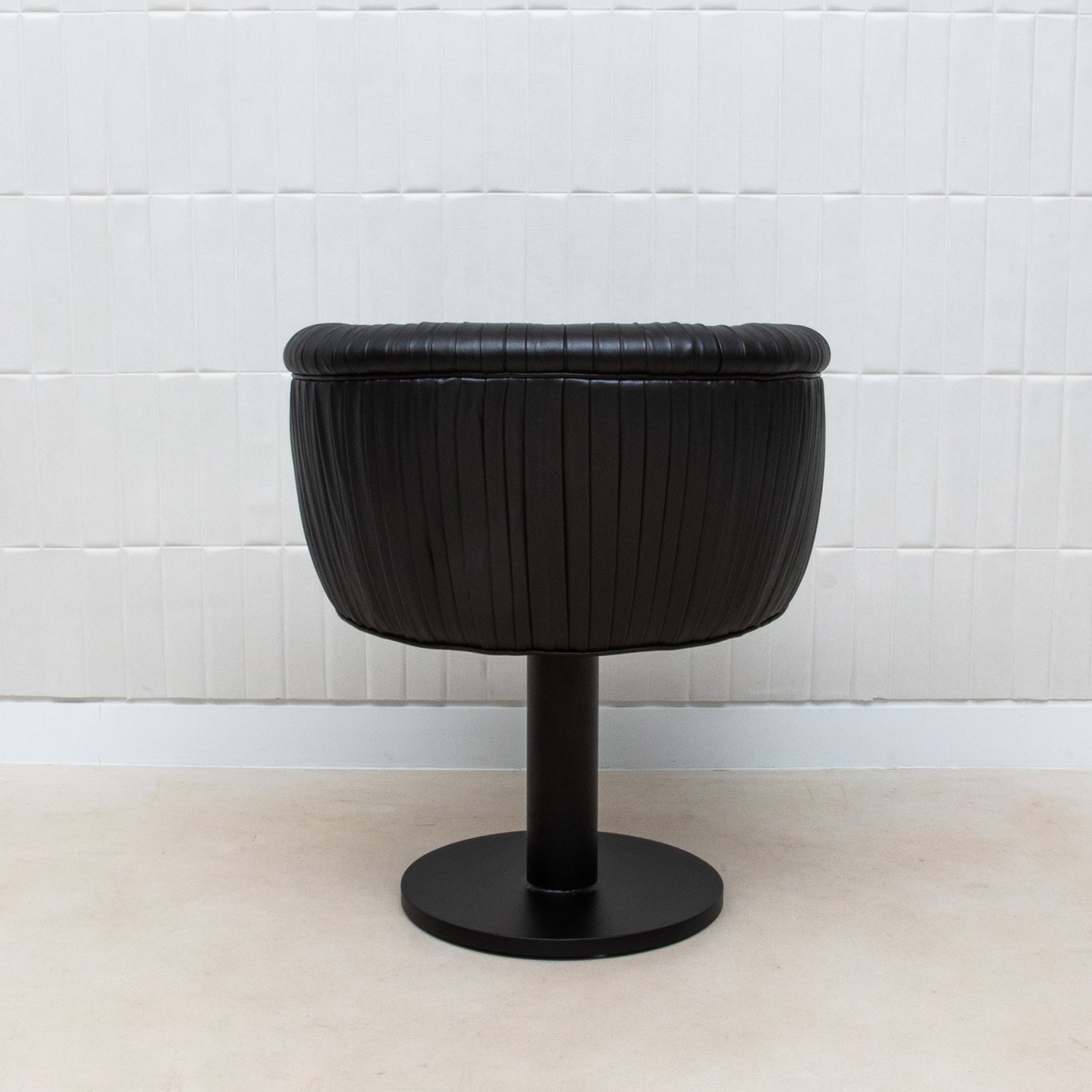 Black Leather Swivel Stool with Metal Base by MOGUL