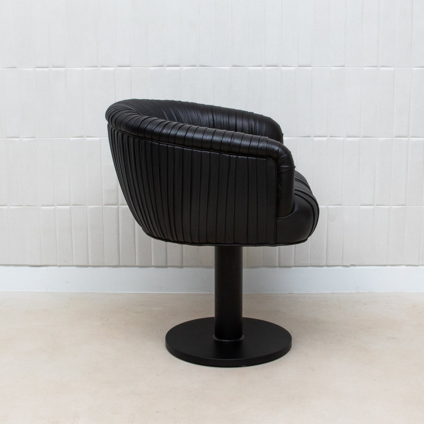 Black Leather Swivel Stool with Metal Base by MOGUL