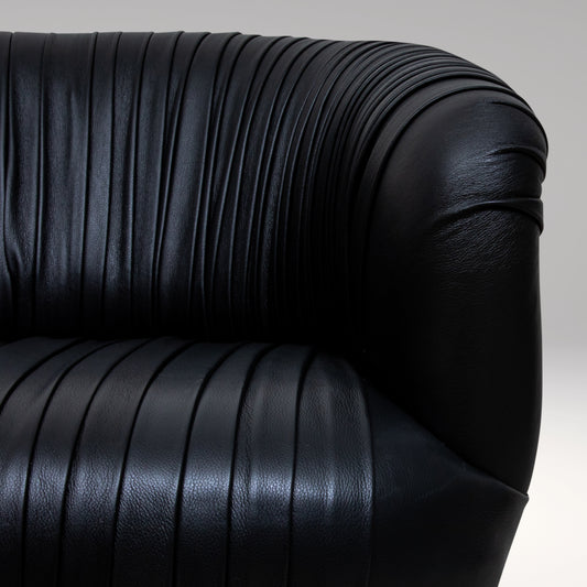Black Leather Swivel Stool with Metal Base by MOGUL