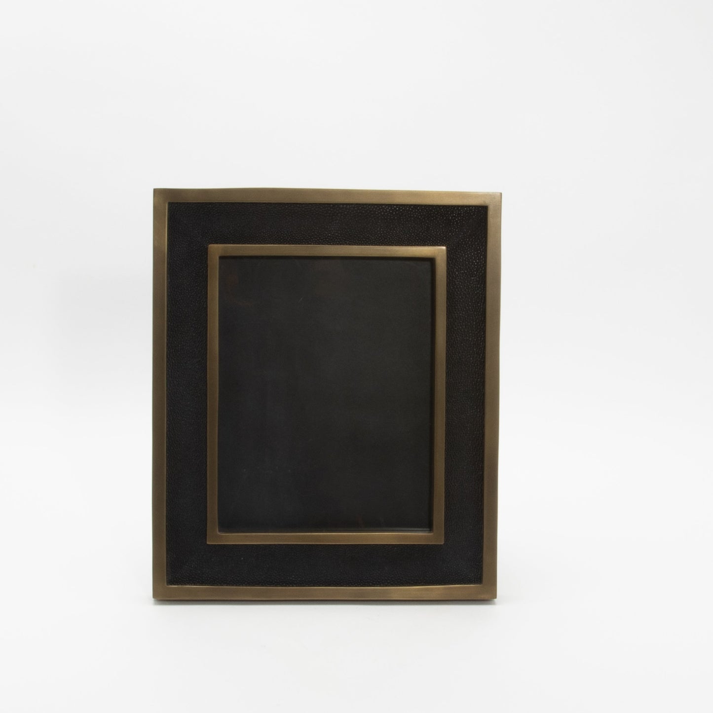 Picture Frame in Black Shagreen with Brass Details by KIFU Paris