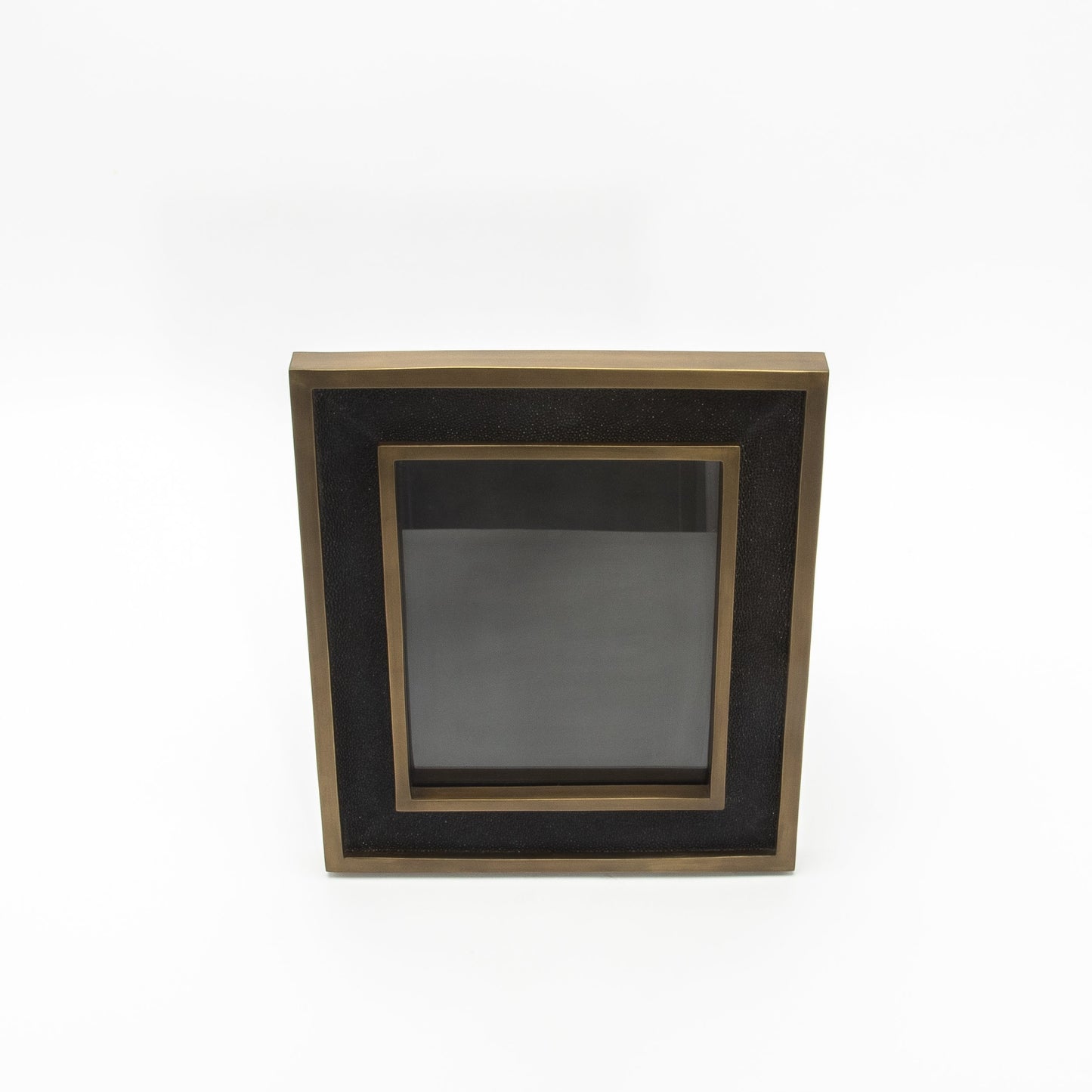 Picture Frame in Black Shagreen with Brass Details by KIFU Paris