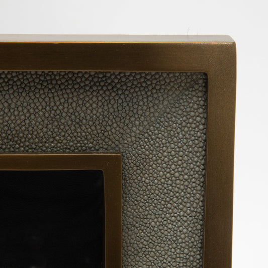 Picture Frame 8x10” in Grey Shagreen with Brass Details by KIFU Paris