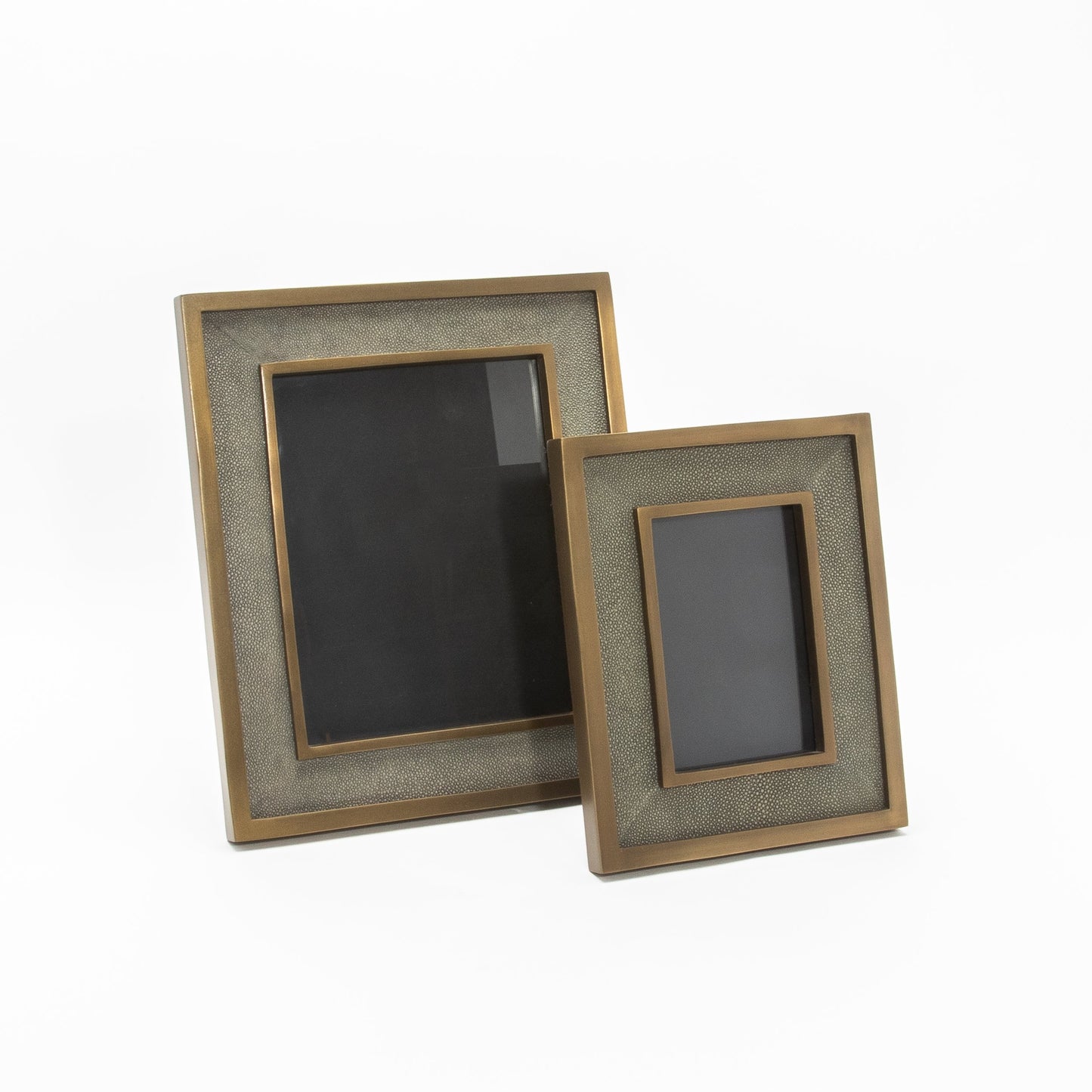 Picture Frame 8x10” in Grey Shagreen with Brass Details by KIFU Paris