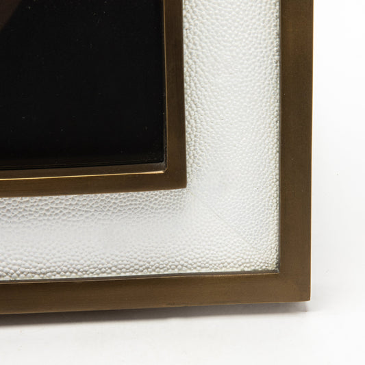 Picture Frame in White Shagreen with Brass Details by KIFU Paris