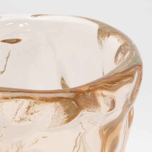 Hand-blown Murano Sculptural Vase in Rose Gold