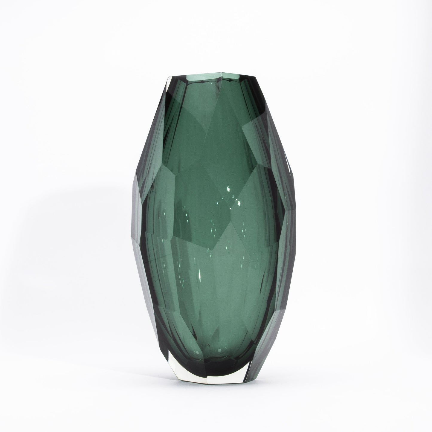 Murano Faceted Vase in Eucalyptus Green
