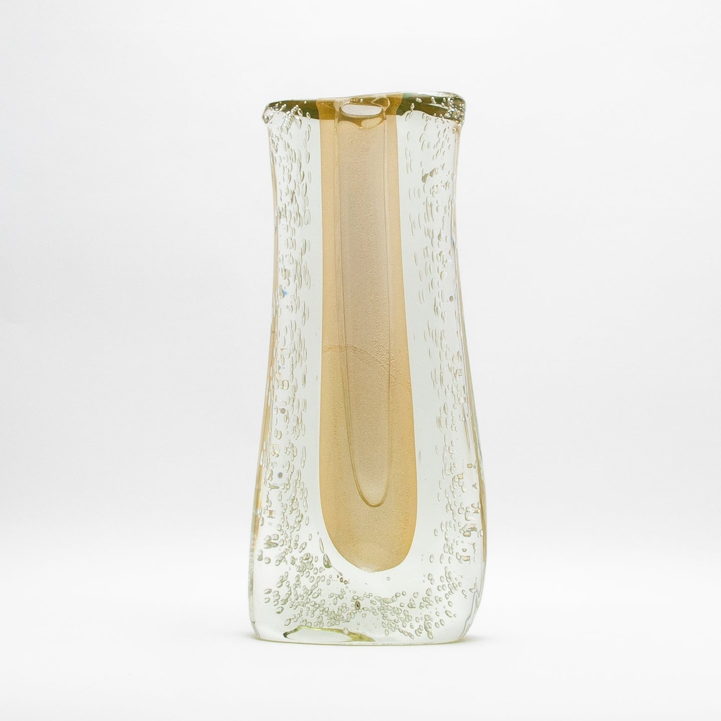 Murano Fluid Vase in Clear with 24-karat Gold Flecks and Bubble Details