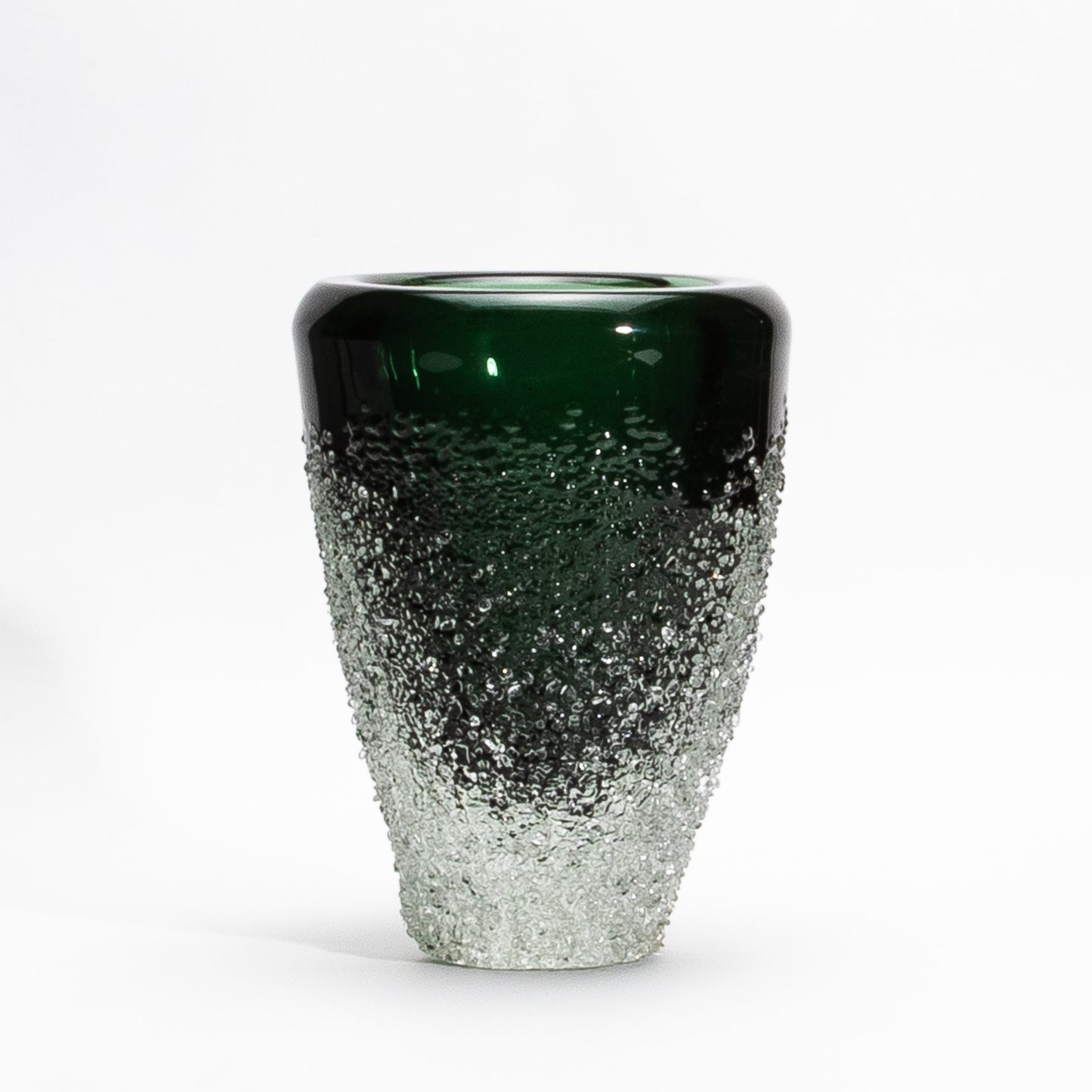 Murano Frozen Vase in Emerald Green