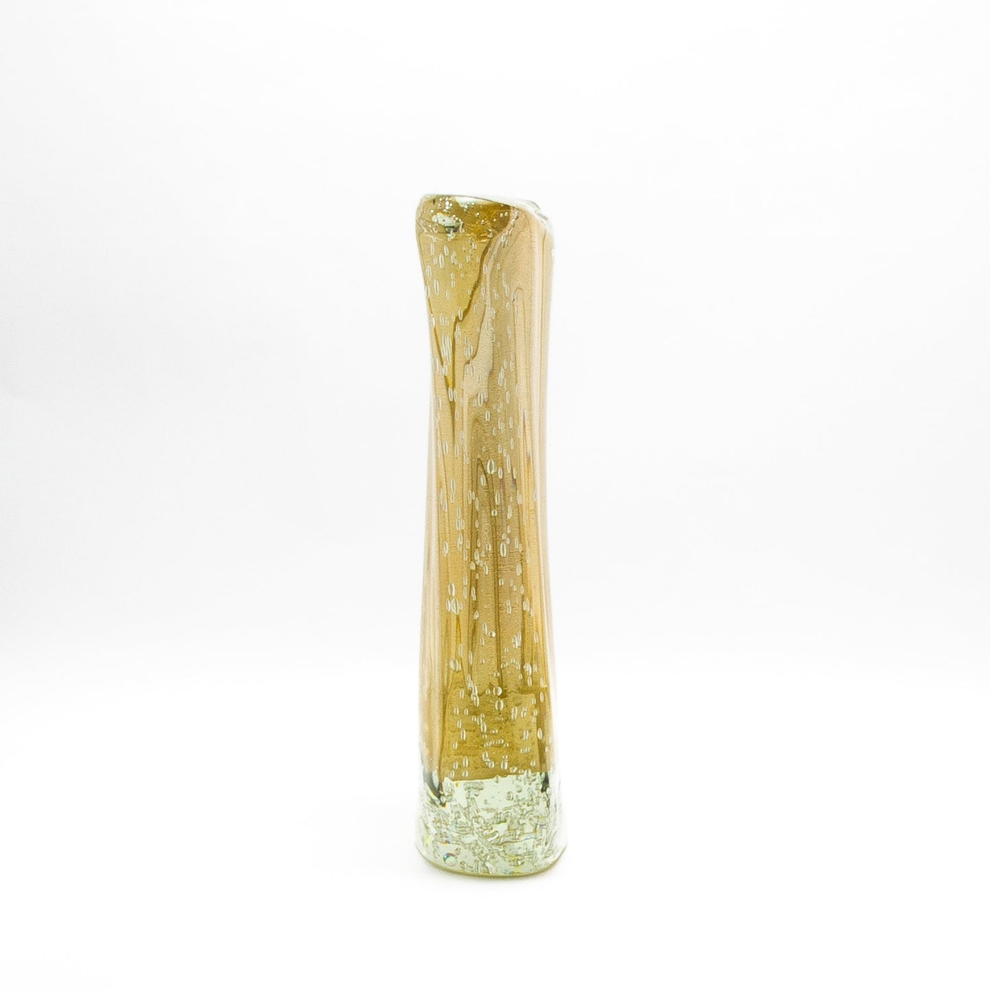 Murano Fluid Vase in Clear with 24-karat Gold Flecks and Bubble Details