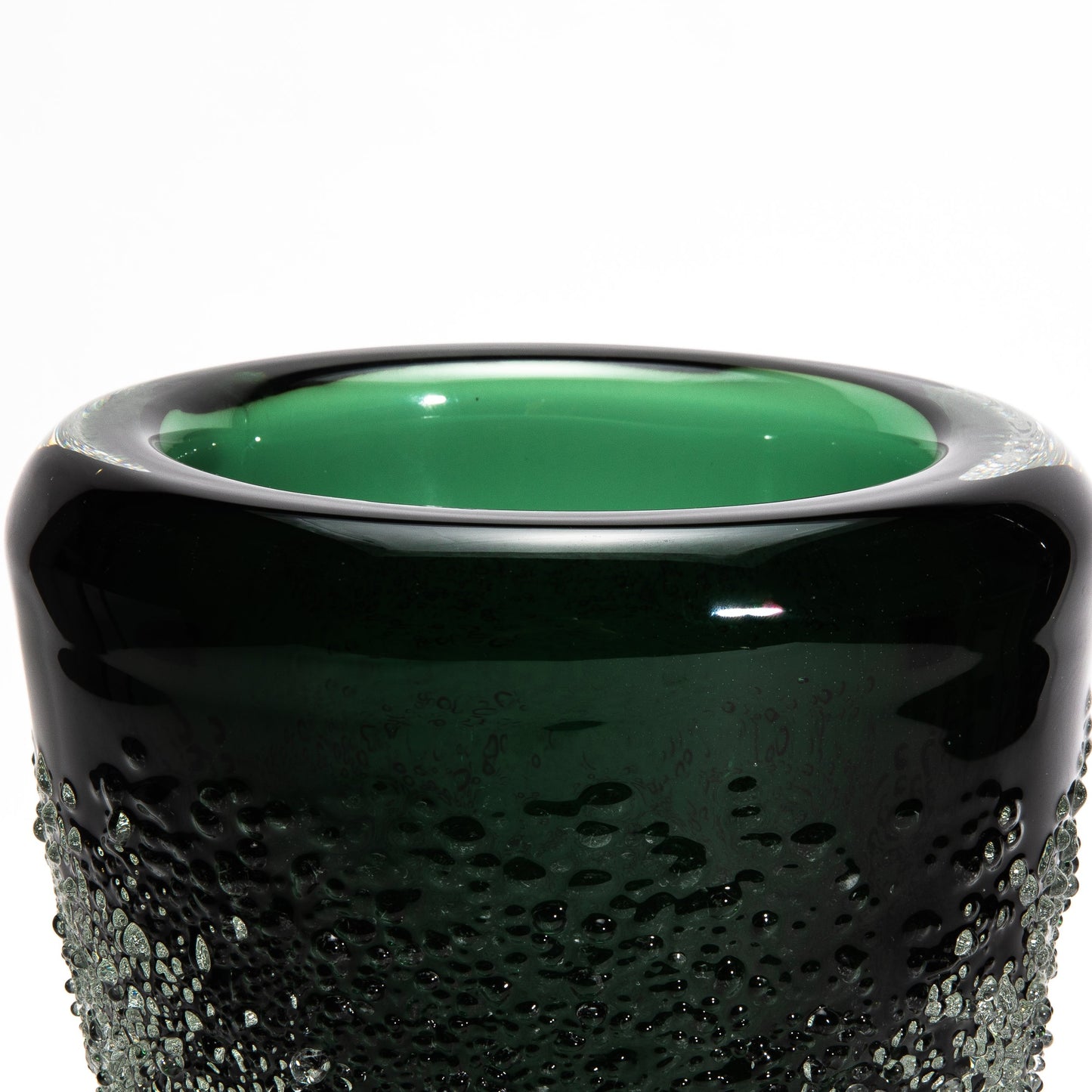 Murano Frozen Vase in Emerald Green