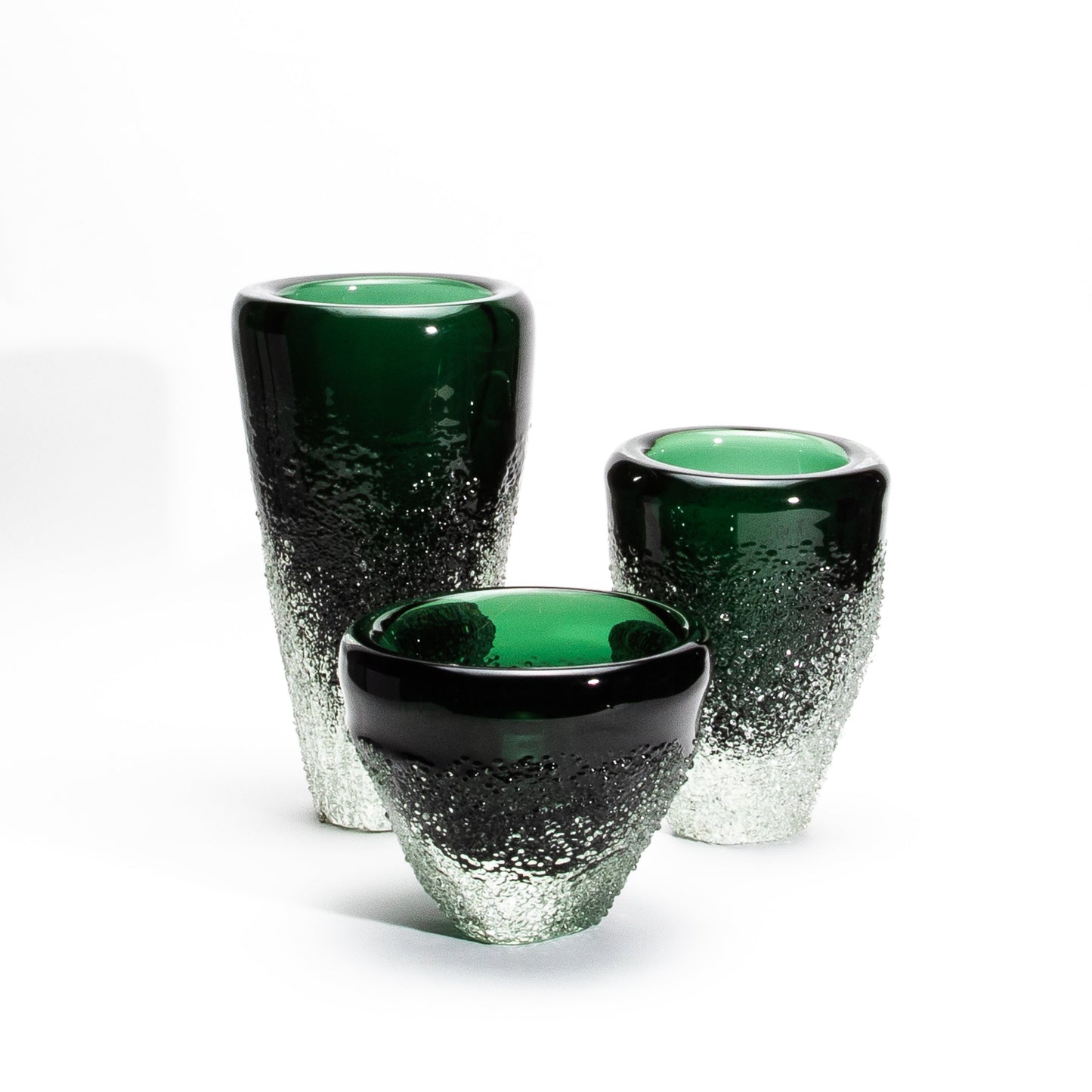 Murano Frozen Vase in Emerald Green