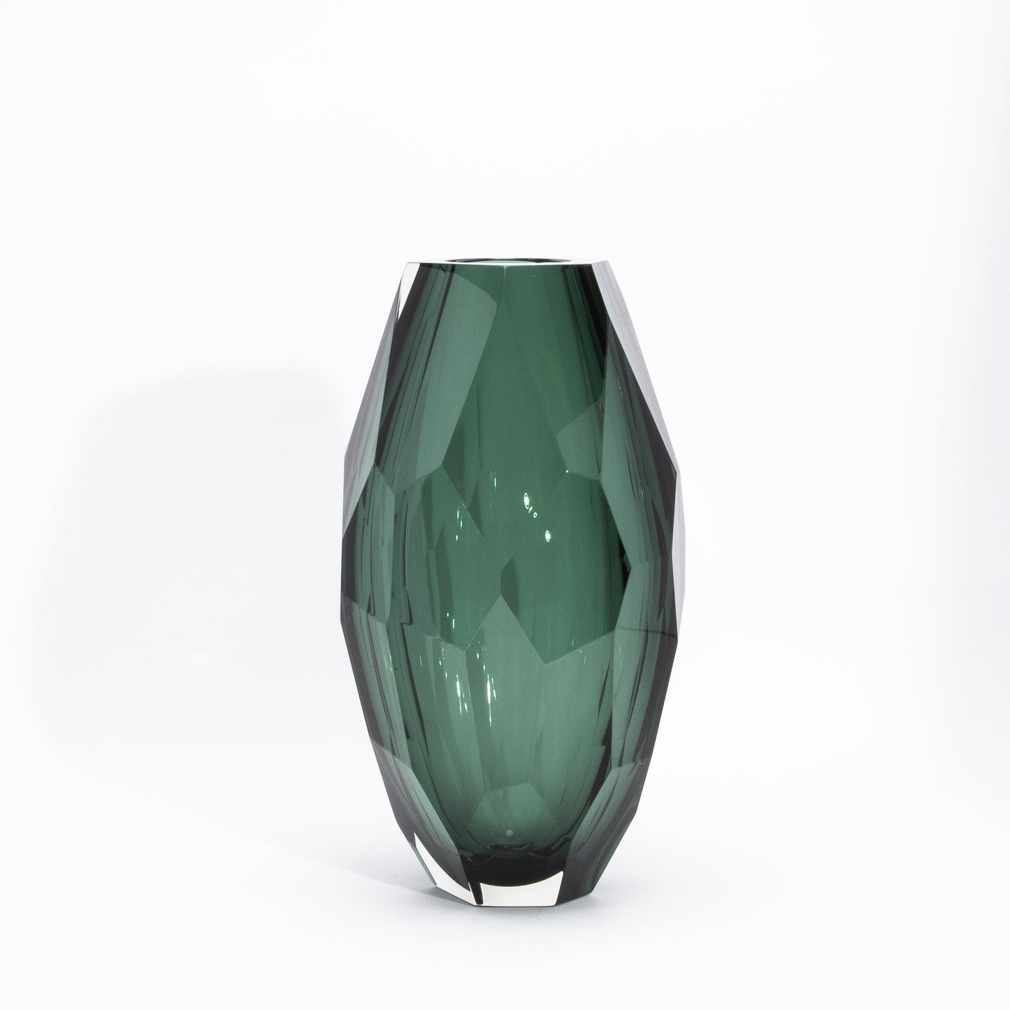 Murano Faceted Vase in Eucalyptus Green