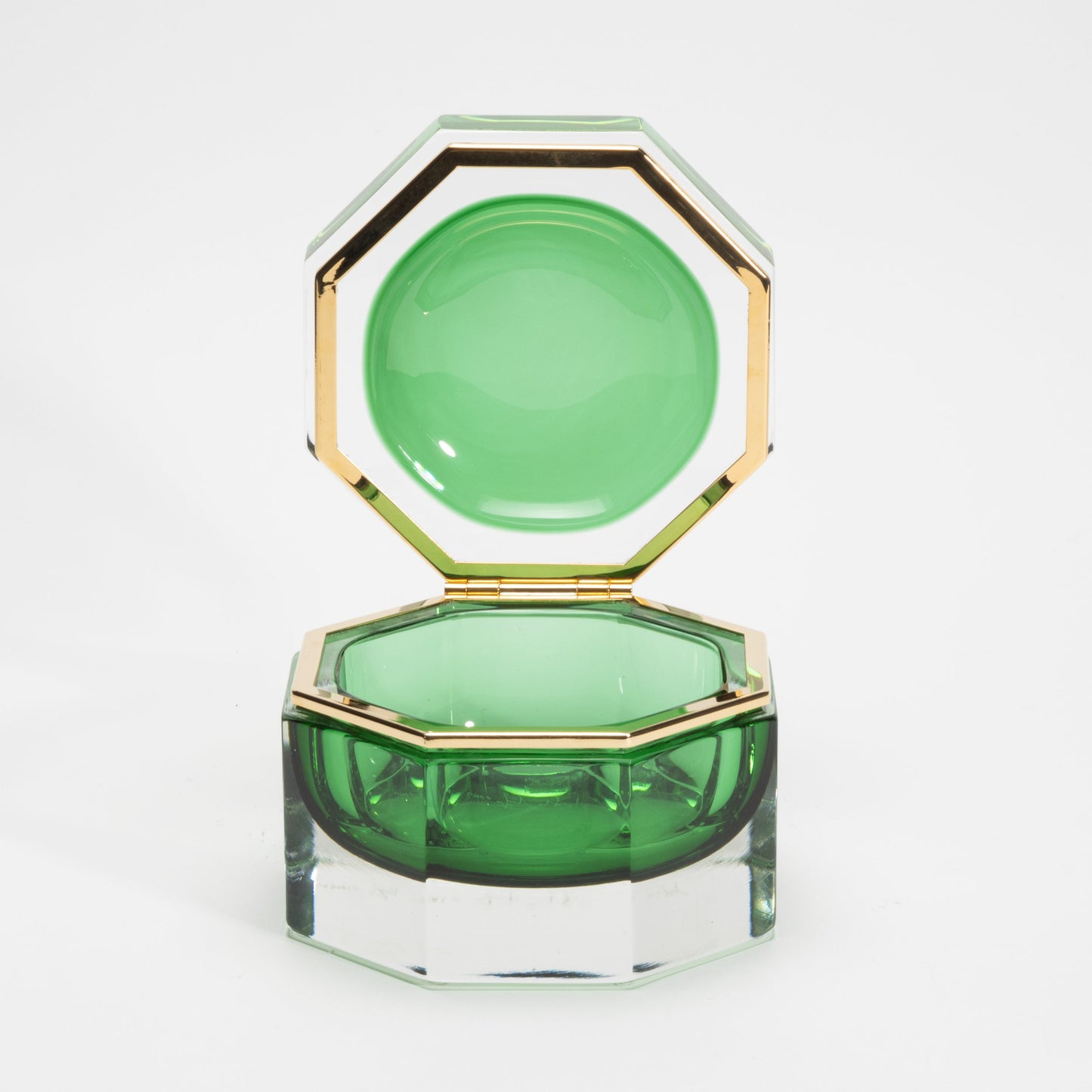 Murano Box in Emerald Green with Brass Fittings