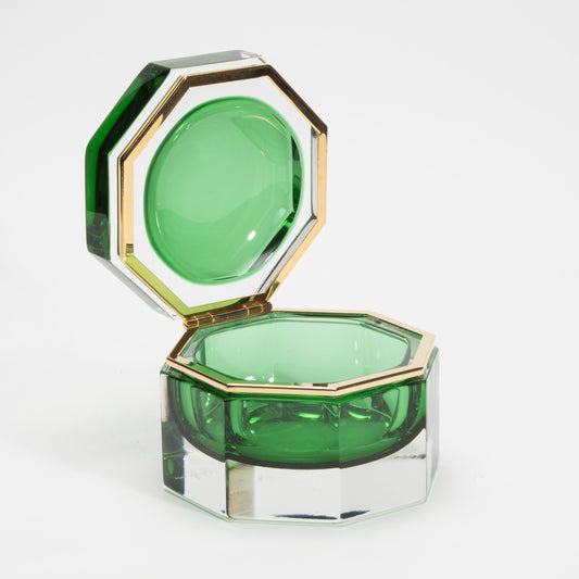 Murano Box in Emerald Green with Brass Fittings