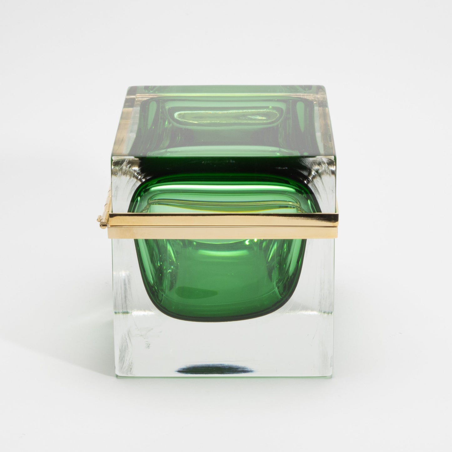 Murano Box in Emerald Green with Brass Fittings