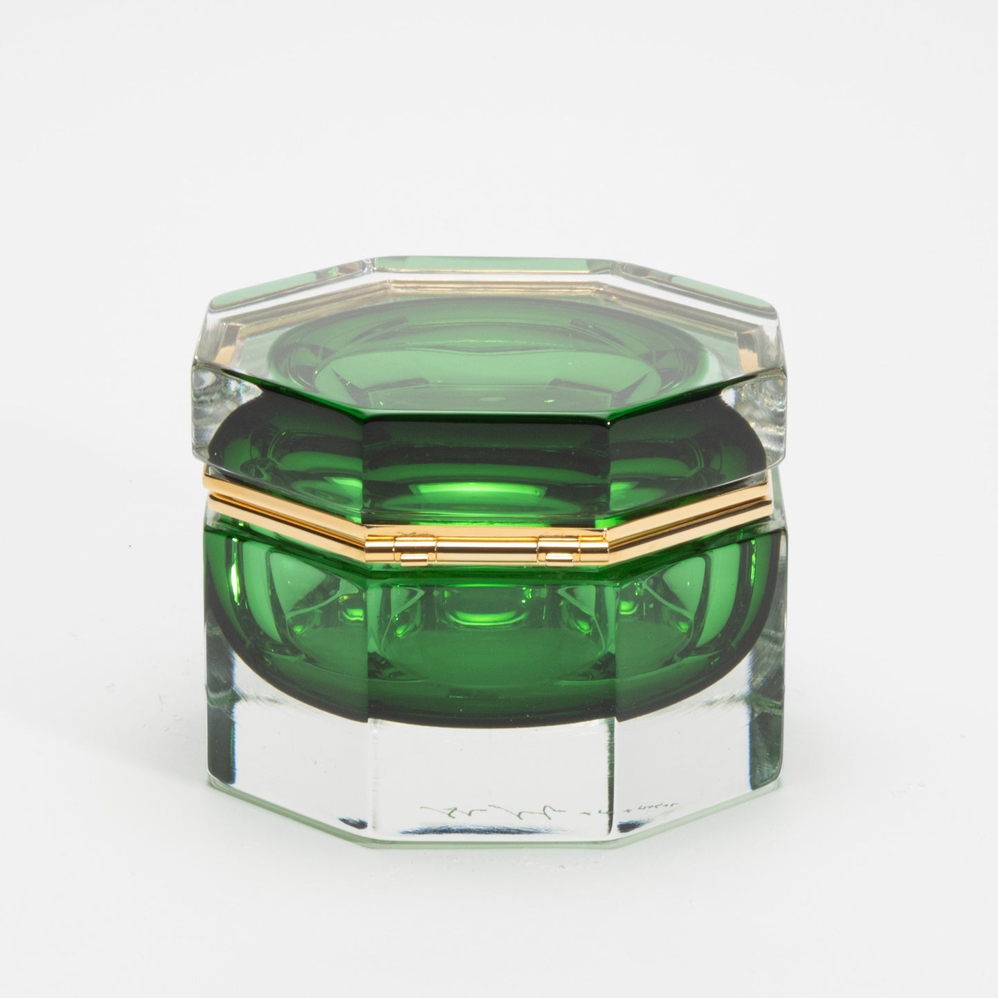 Murano Box in Emerald Green with Brass Fittings