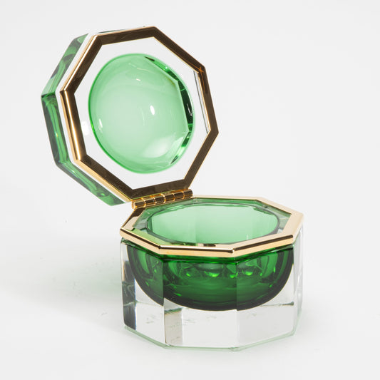 Murano Box in Emerald Green with Brass Fittings