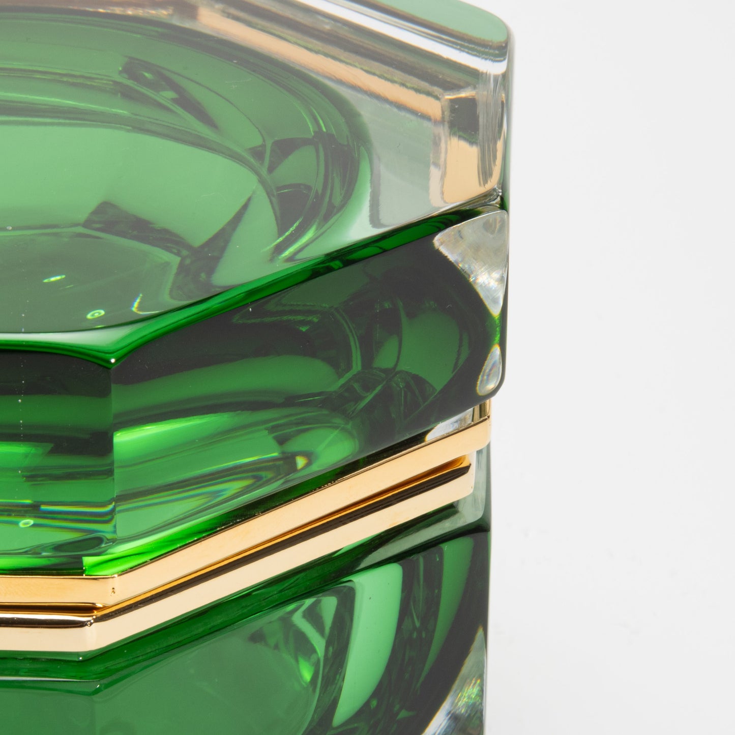 Murano Box in Emerald Green with Brass Fittings