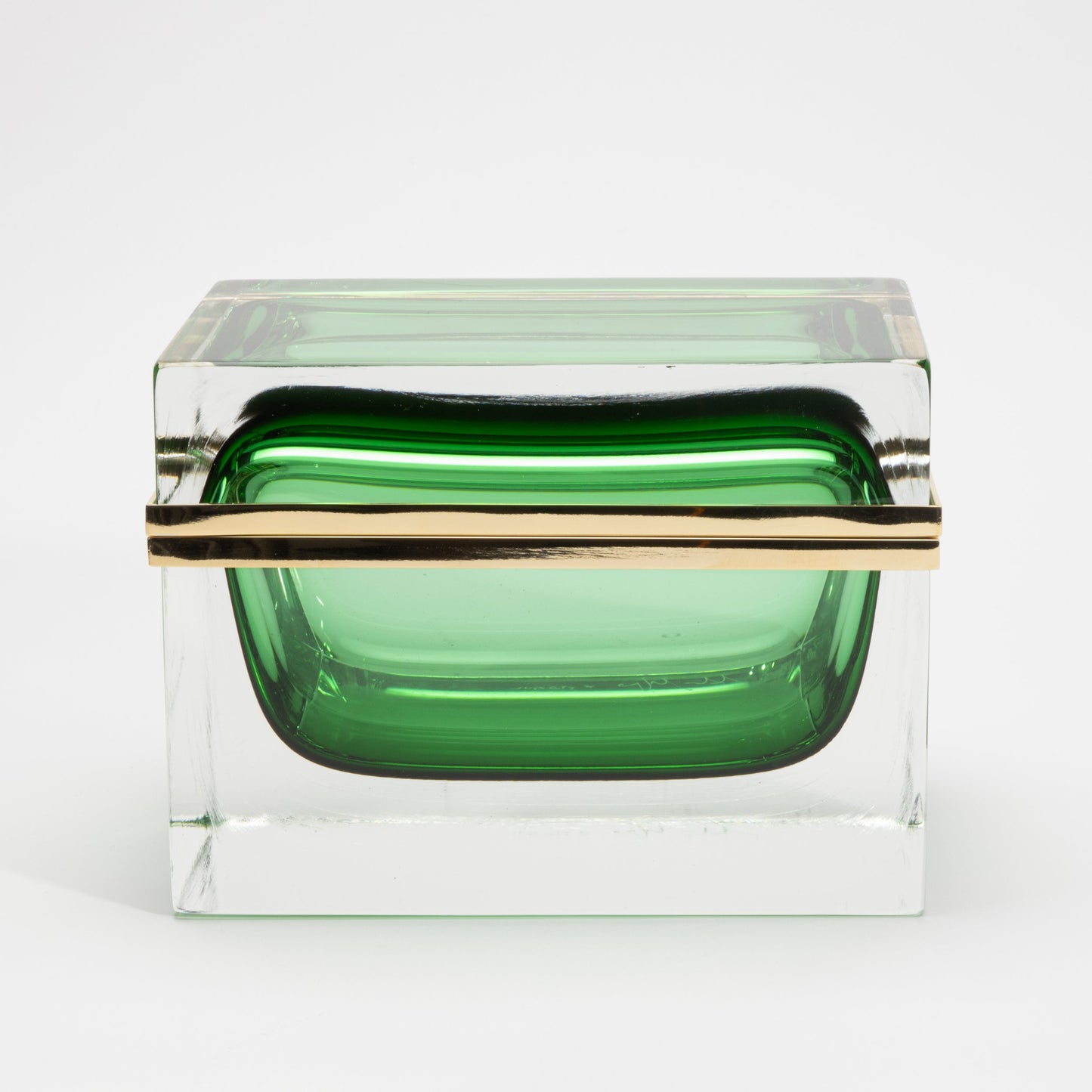 Murano Box in Emerald Green with Brass Fittings