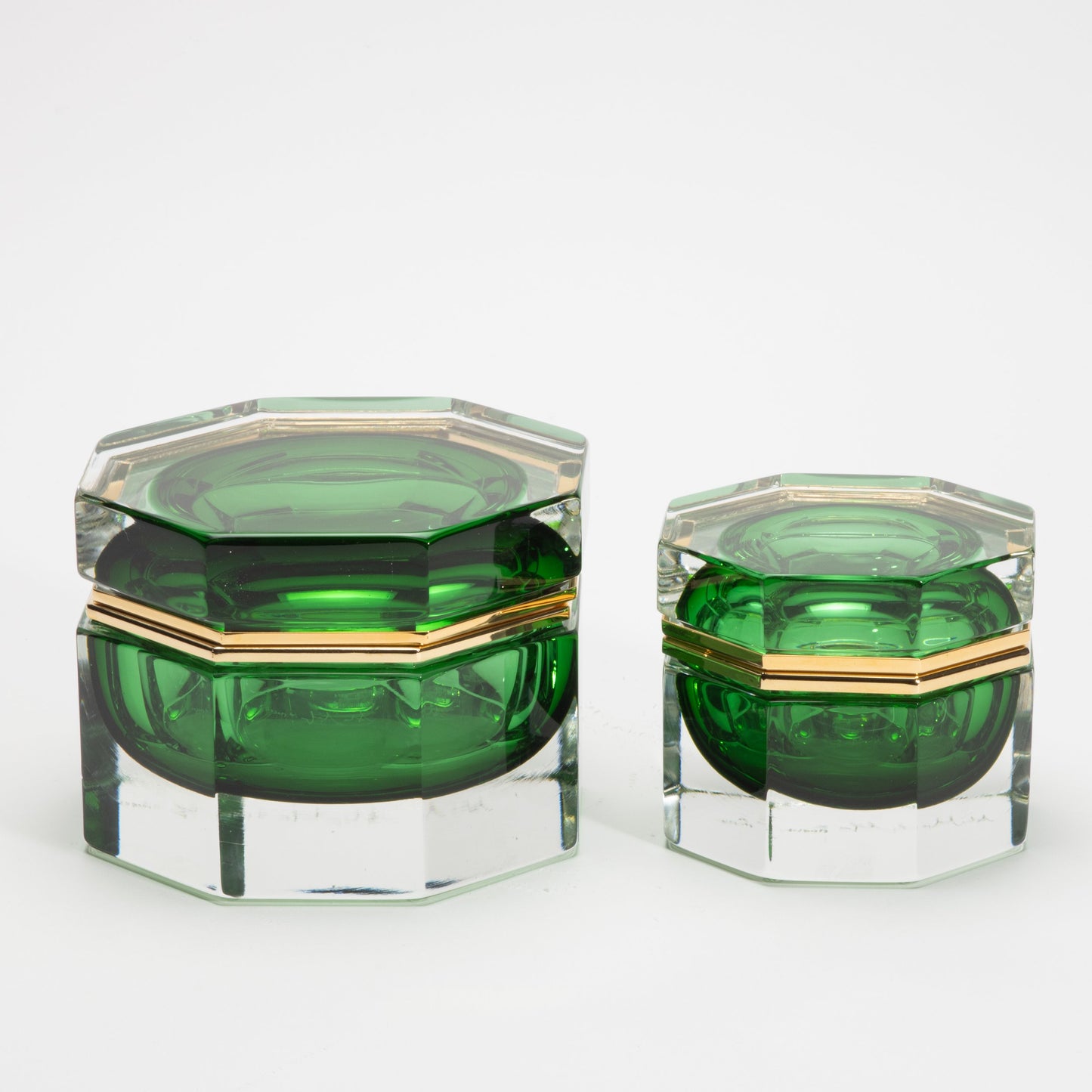 Murano Box in Emerald Green with Brass Fittings