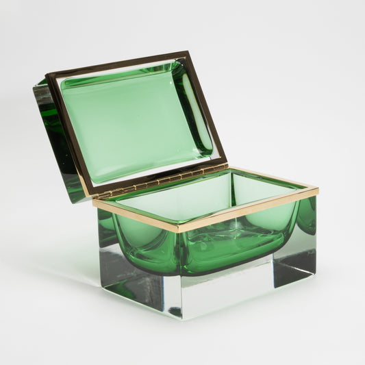 Murano Box in Emerald Green with Brass Fittings