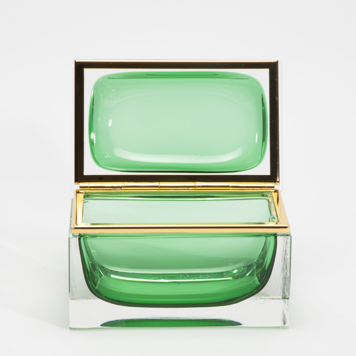 Murano Giant Box in Emerald Green with Brass Fittings