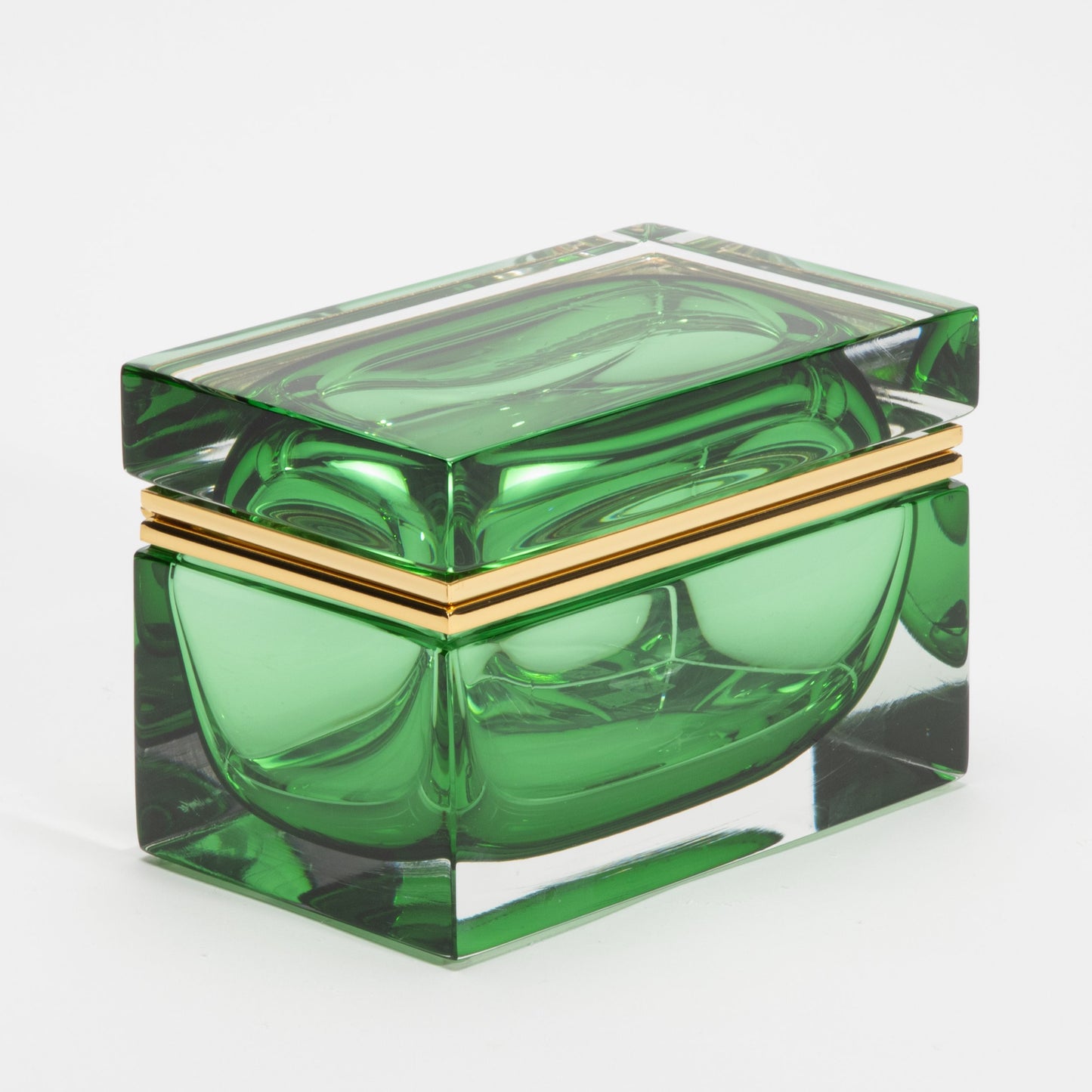 Murano Giant Box in Emerald Green with Brass Fittings