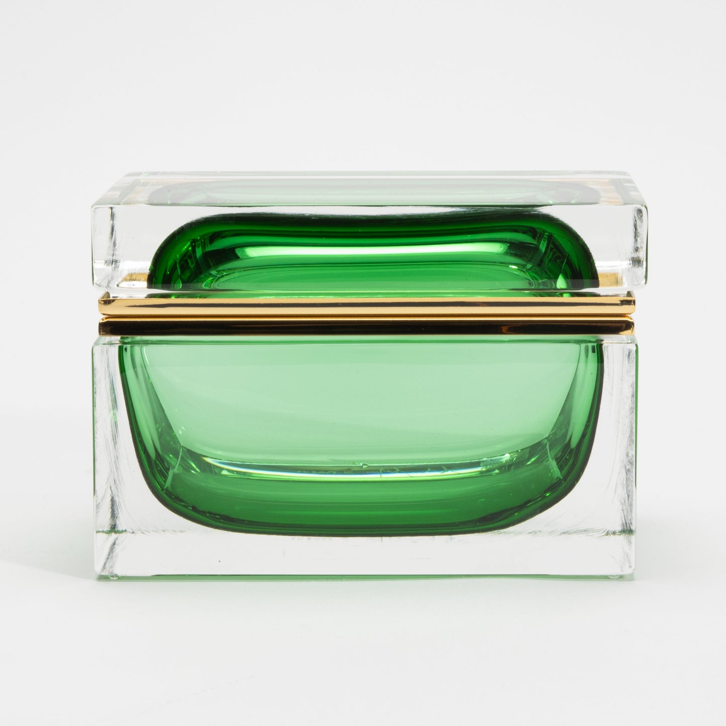 Murano Giant Box in Emerald Green with Brass Fittings