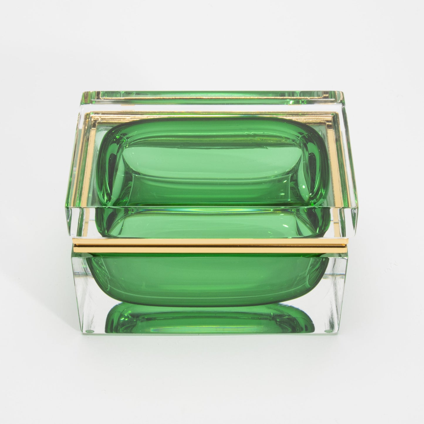 Murano Giant Box in Emerald Green with Brass Fittings