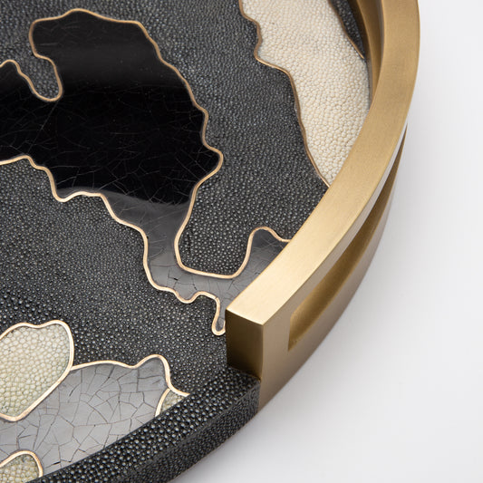 Round Tray in Shagreen with Camouflage Pattern by R&Y Augousti