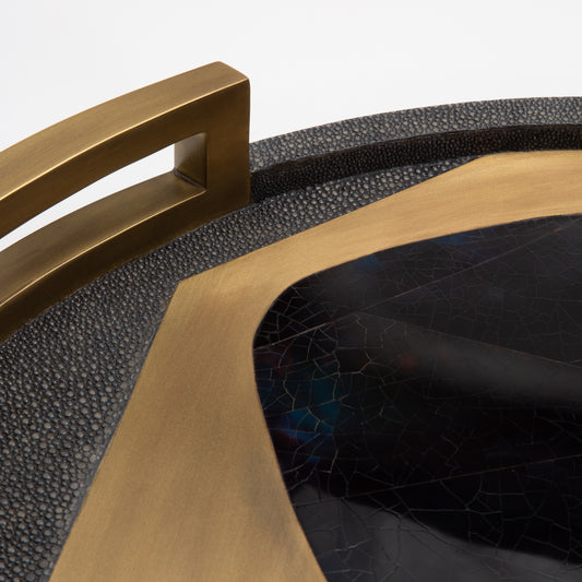 Round Tray in Shagreen with Cosmos Pattern by R&Y Augousti