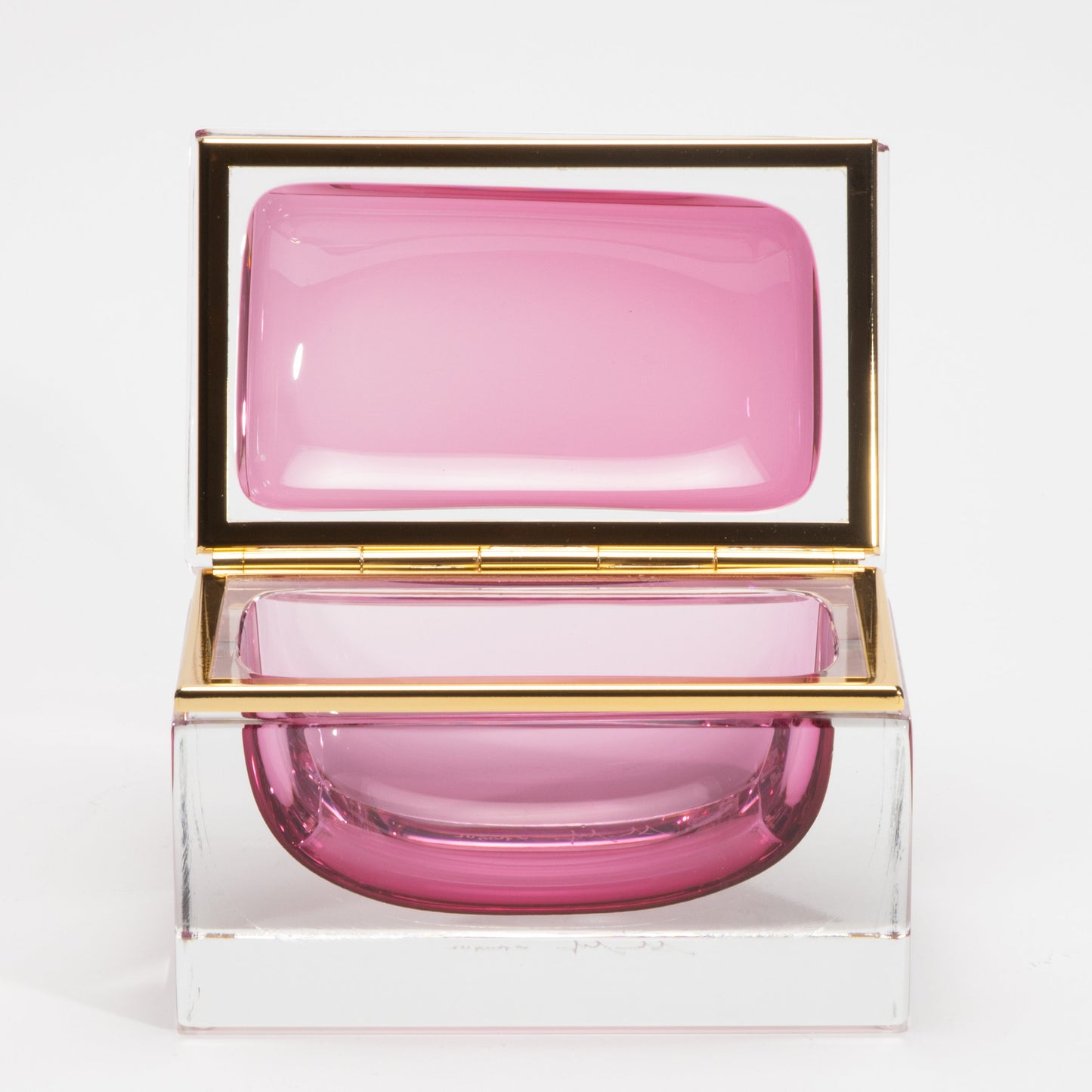 Murano Box in Ruby with Brass Fittings