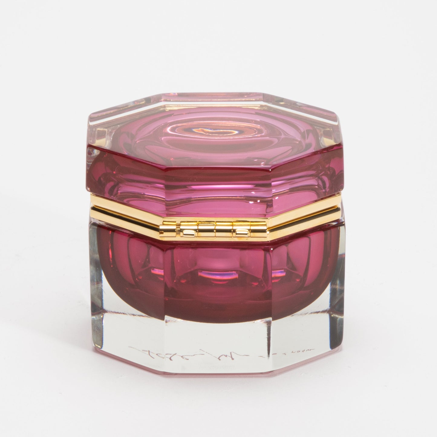 Murano Box in Ruby with Brass Fittings