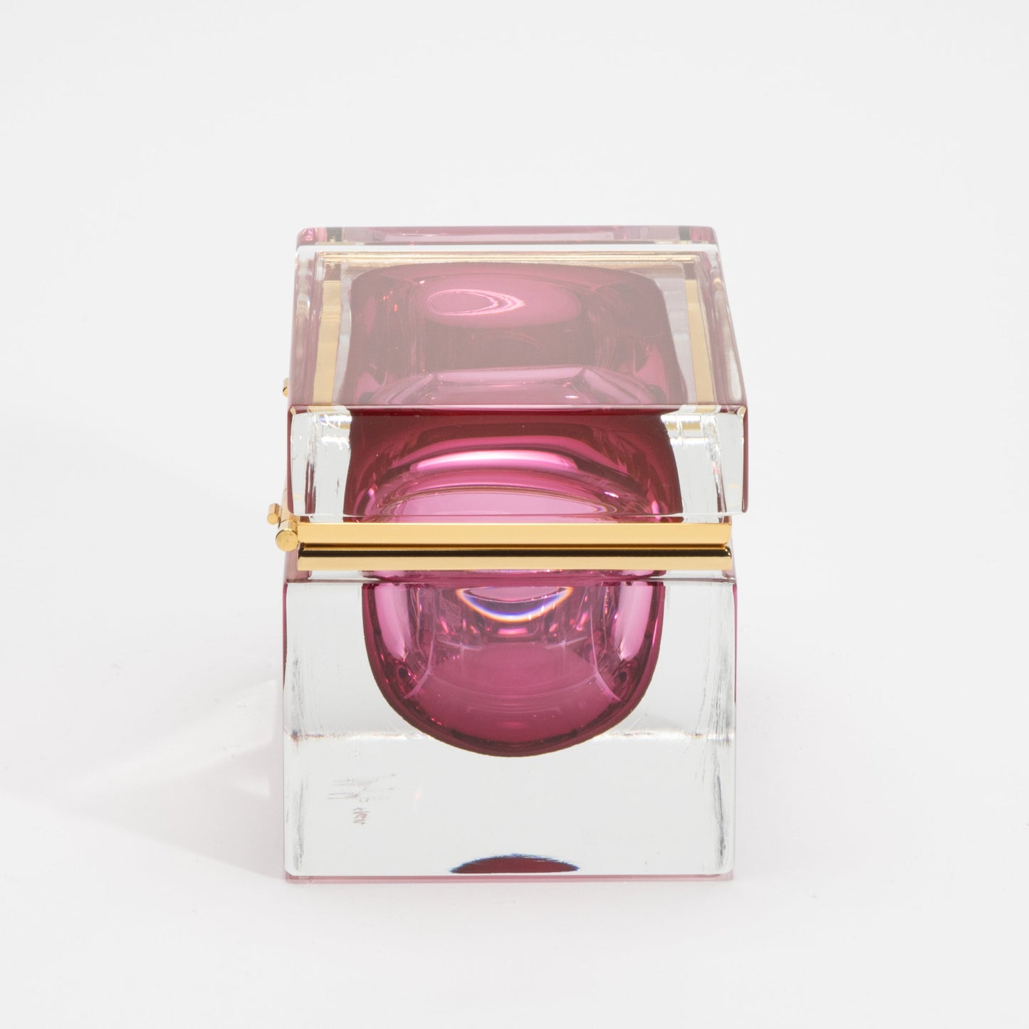 Murano Box in Ruby with Brass Fittings