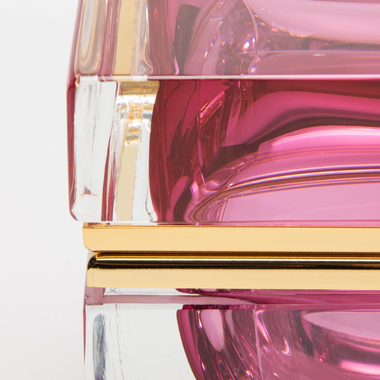 Murano Box in Ruby with Brass Fittings
