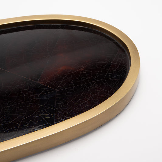 Tray in Brown Shell with Bronze Patina Brass by Kifu Paris
