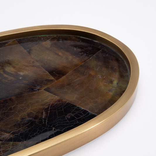 Tray in Green Shell with Bronze Patina Brass by Kifu Paris