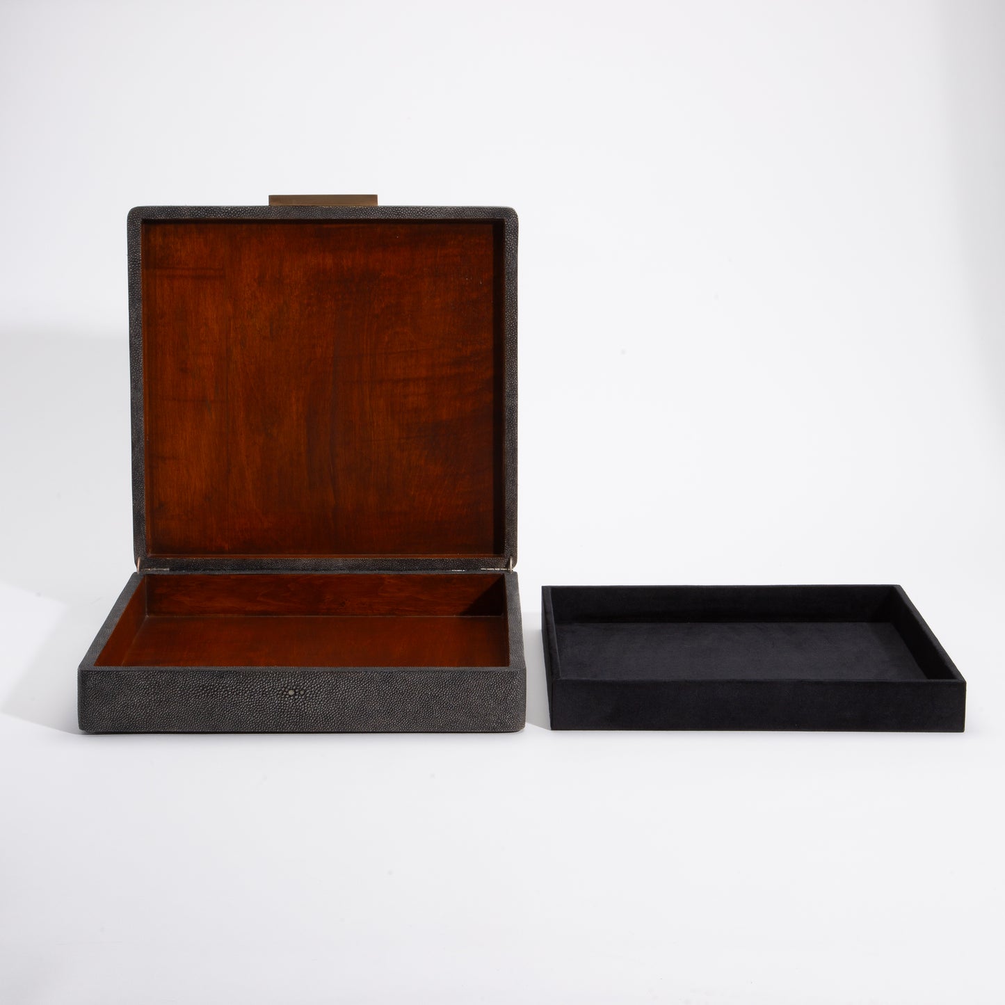 Jewelry Box in Shagreen with Shell and Brass Details by Kifu Paris