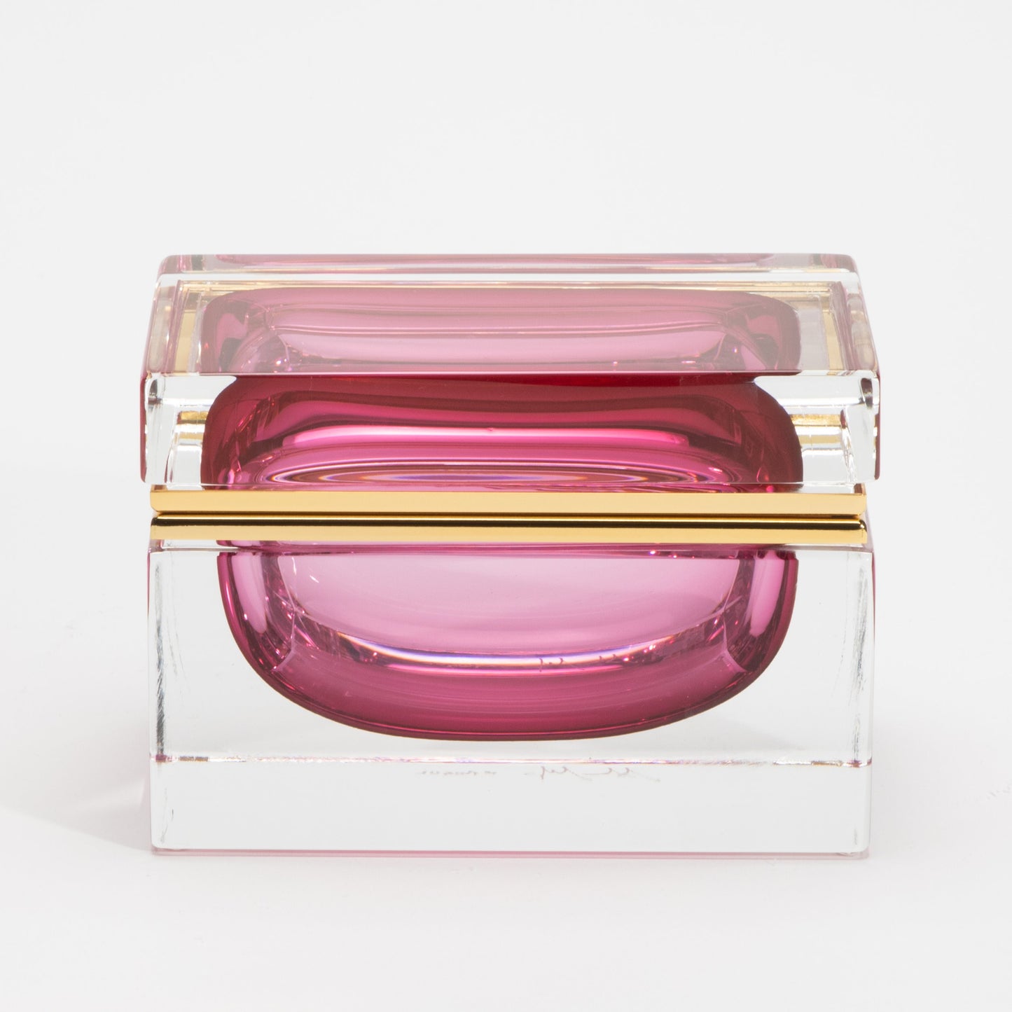 Murano Box in Ruby with Brass Fittings