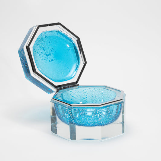 Murano Box in Aqua Blue with Silver Flecks and Chrome Fittings