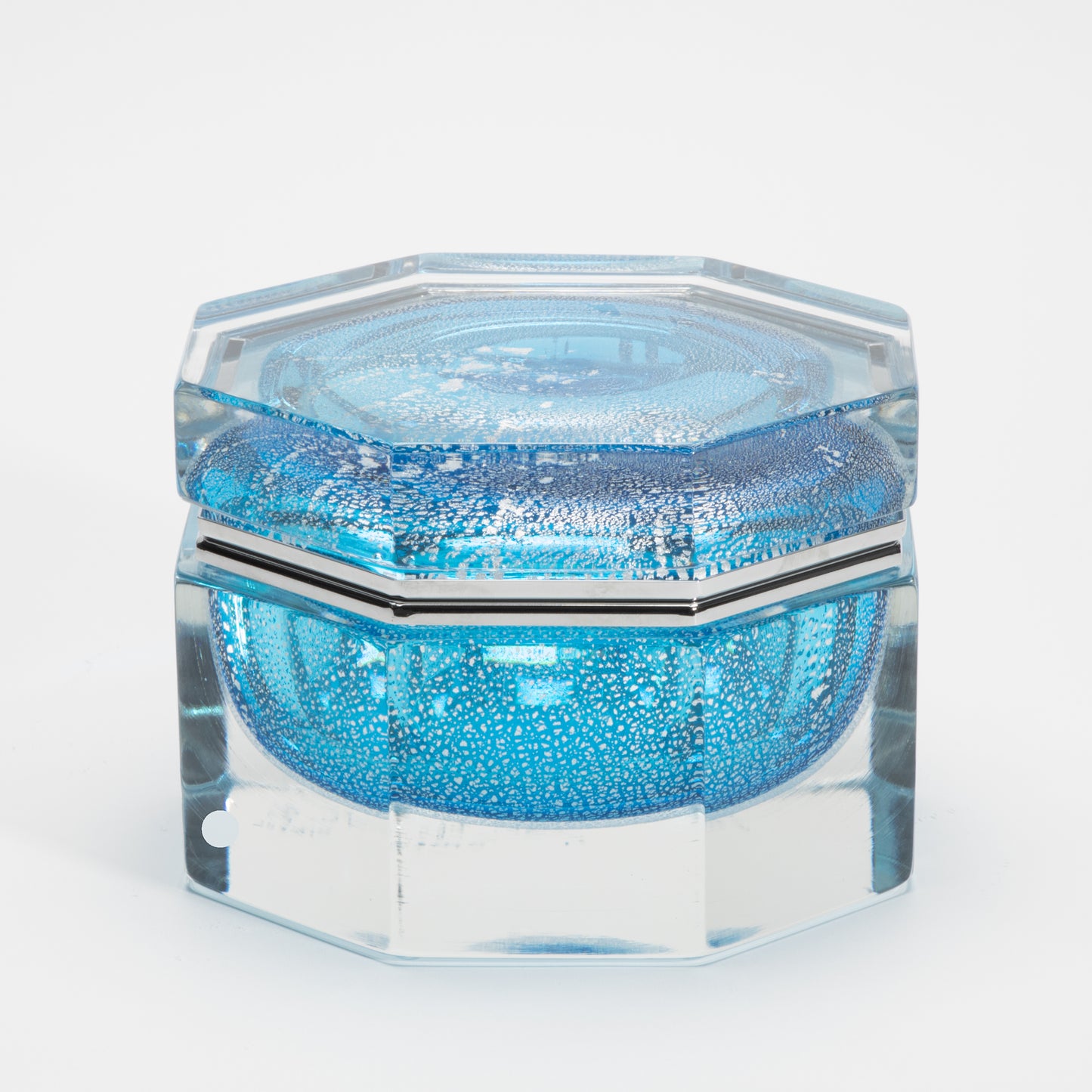 Murano Box in Aqua Blue with Silver Flecks and Chrome Fittings
